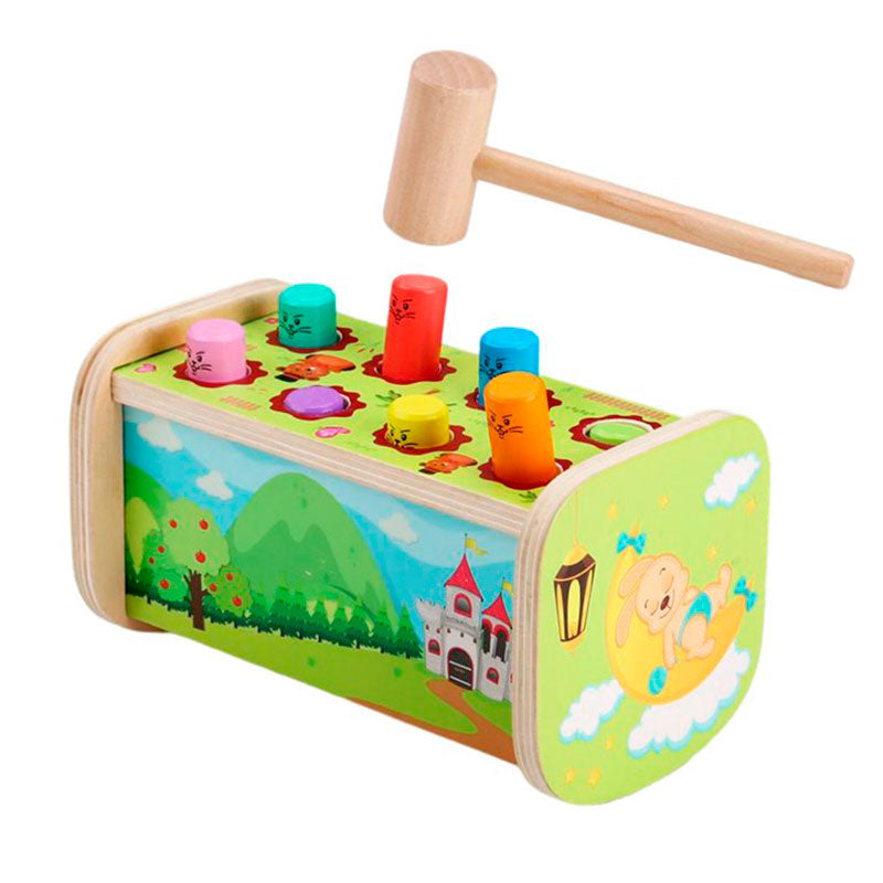 Pégale Al Topo - Juguete Didáctico En Madera Pega Topo Martillo Montessori