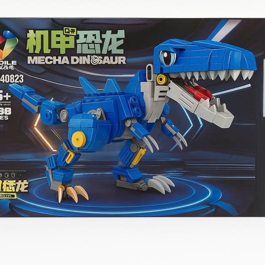 Juguete De Construcción Armable, Desarmable Dinosaurio Azul 388 Piezas