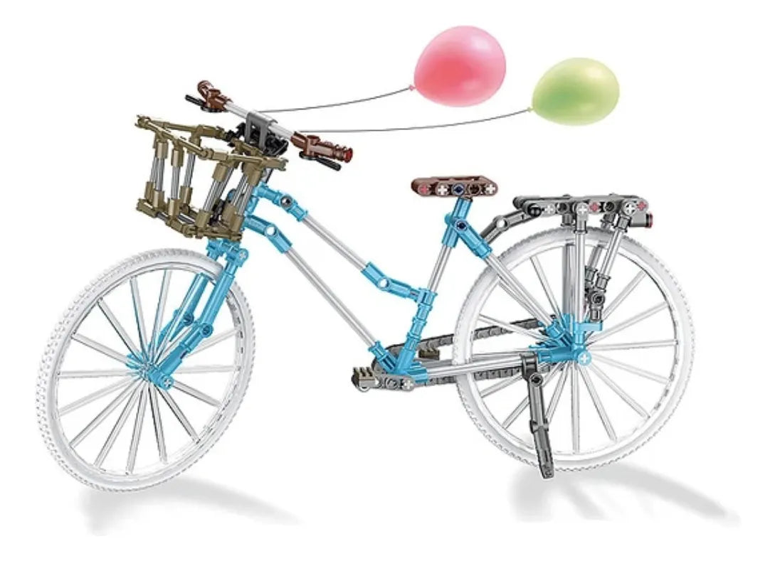 Set Juguete Bicicleta Celeste Con Cesto Escala Para Armar 246 Piezas
