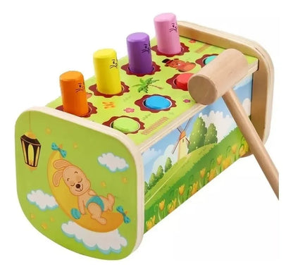 Pégale Al Topo - Juguete Didáctico En Madera Pega Topo Martillo Montessori