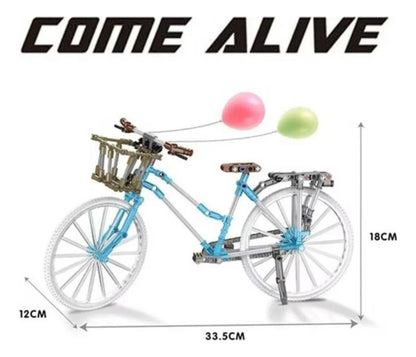 Set Juguete Bicicleta Celeste Con Cesto Escala Para Armar 246 Piezas