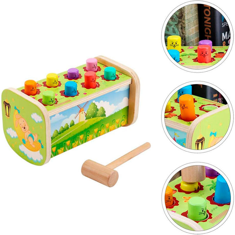 Pégale Al Topo - Juguete Didáctico En Madera Pega Topo Martillo Montessori